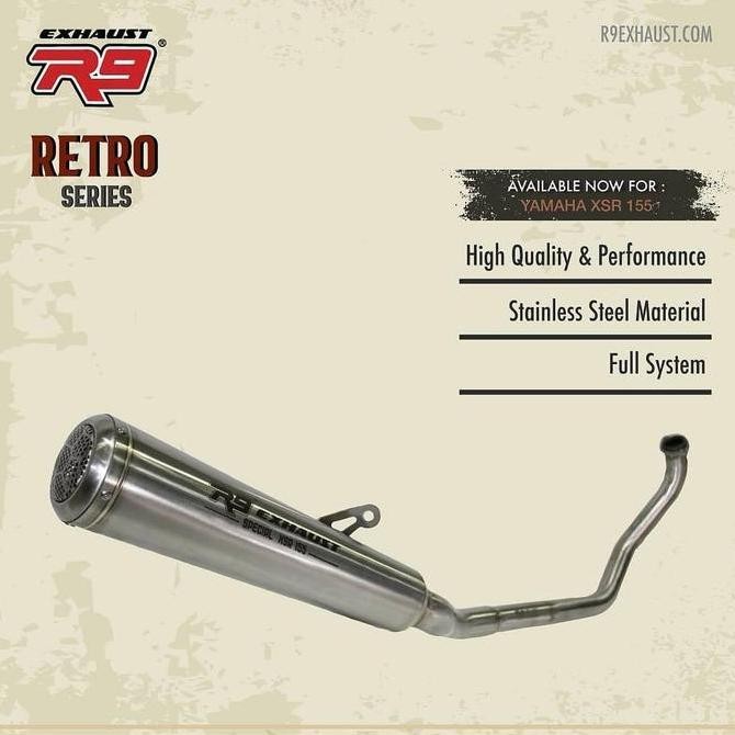 Knalpot R9 Retro Series Yamaha XSR 155 xsr 155 Fullsystem 100% Ori