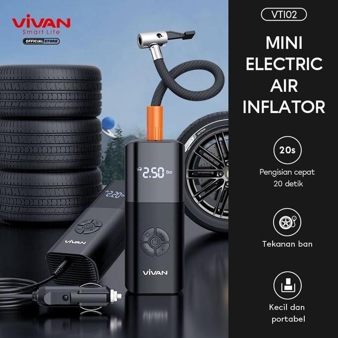 VIVAN VTi02 Air Pump Inflator Electric Pompa Ban Mobil Sepeda
