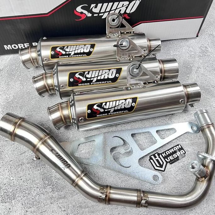 Knalpot Shijiro M3 Long inlet 38mm Vespa Sprint prima s125 LX 3v et
