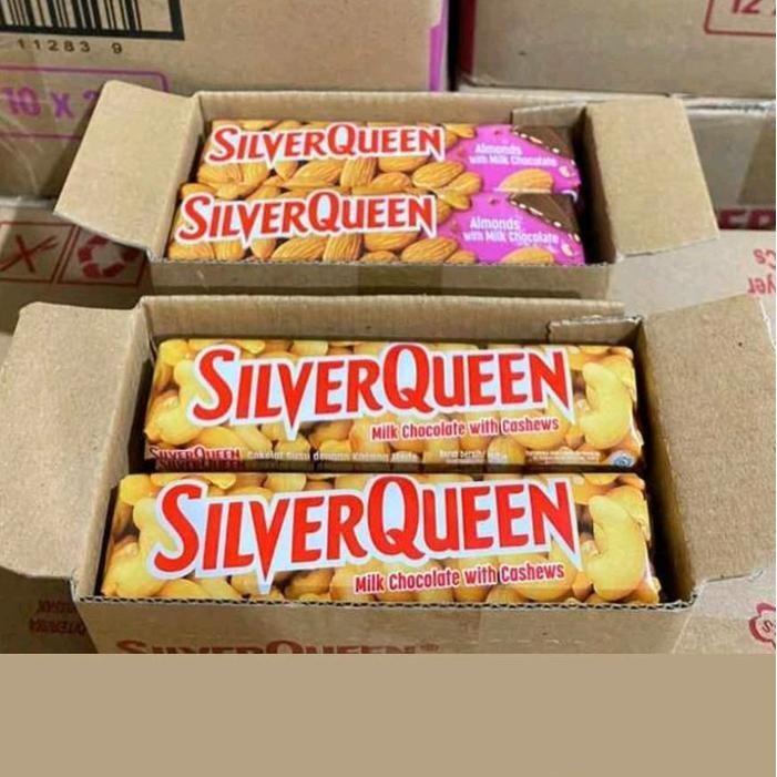 

Cri Silverqueen Almond Dan Cashew 55Gr X 10Pc - Coklat Mede Snack Box - Chocolate, Food, Cokelat