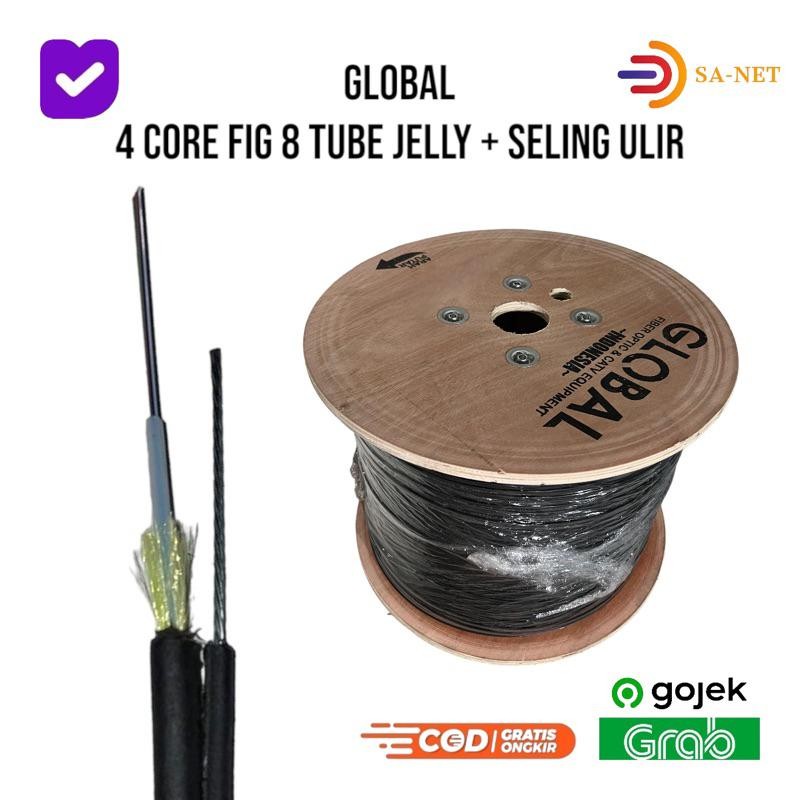 Ms Global 4 Core Fig 8 Tube Jelly 1Km / 1000M Kabel Fo Bulat Seling Ulir
