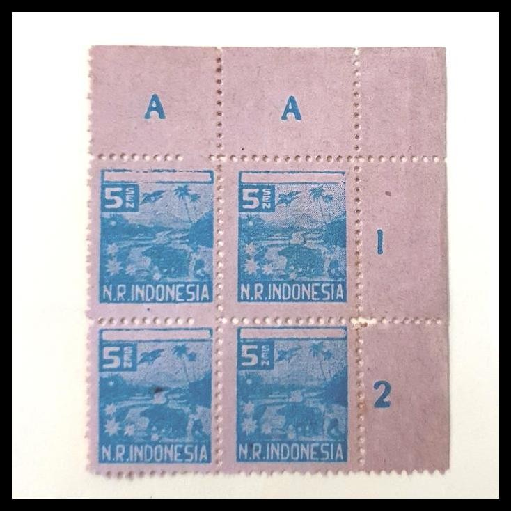 

BEST DEAL PRANGKO REVOLUSI SUMATRA 1946-1947. S24 5 SEN BLOK-4. MEMBAJAK SAWAH !!!