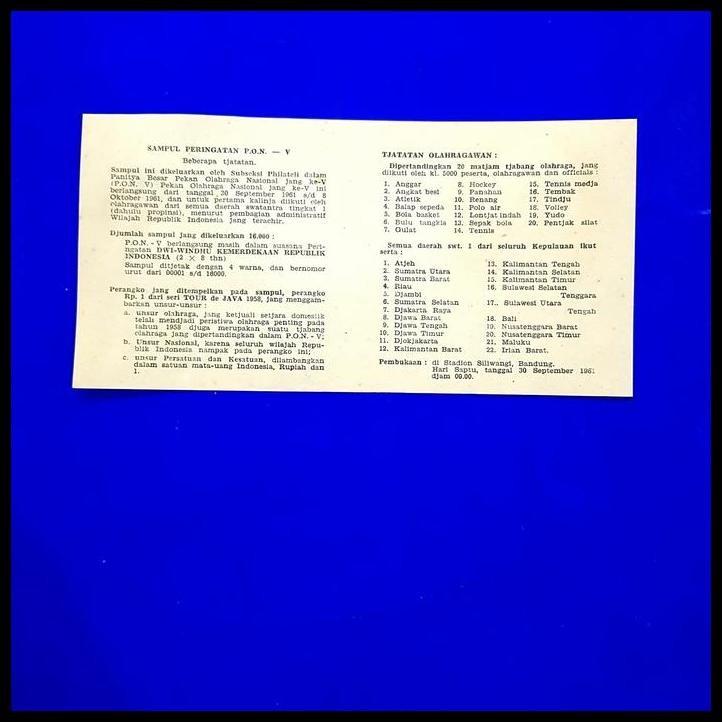 

TERBARU SAMPUL PERINGATAN PON X DI BANDUNG 1961 !