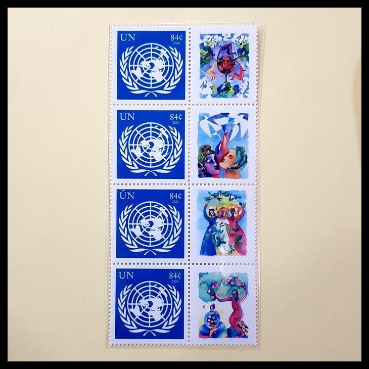 

GRATIS ONGKIR PRANGKO PBB / UN. 84C PEACEFUL VISION. STRIP OF 4 DIFF LABELS. $18.00