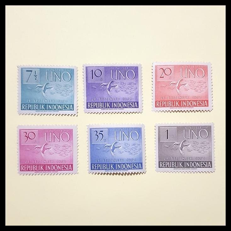 

HOT DEAL PERANGKO/PRANGKO INDONESIA 1951. HUT U.N.O. KE 6. SET LENGKAP (6V) !!!