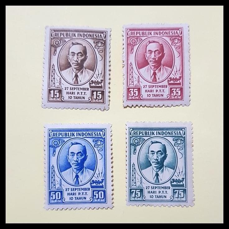 

TERMURAH PERANGKO/PRANGKO INDONESIA 1955. 10 TAHUN P.T.T. SET LENGKAP (4V) !!!!!