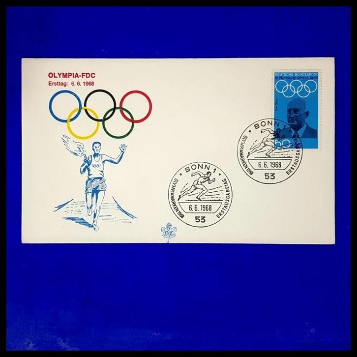 

DISKON PRANGKO JERMAN. FDC OLIMPIADE 1968 CARL DIEM. TOKOH OLIMPIADE !!