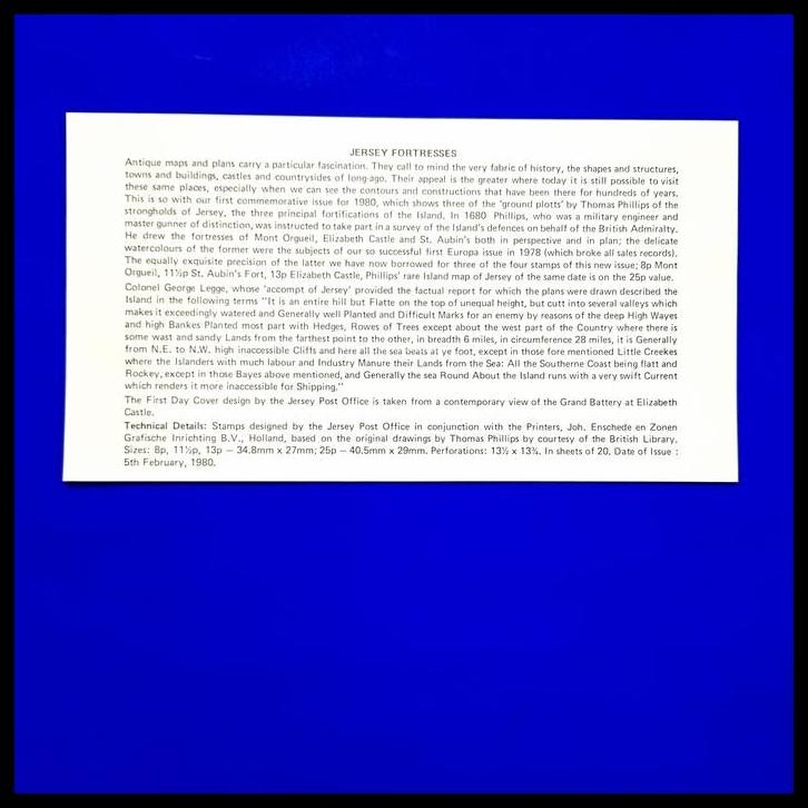 

TERMURAH PERANGKO/PRANGKO JERSEY. FDC JERSEY FORTRESSES 1980. ANTIQUE MAPS !!