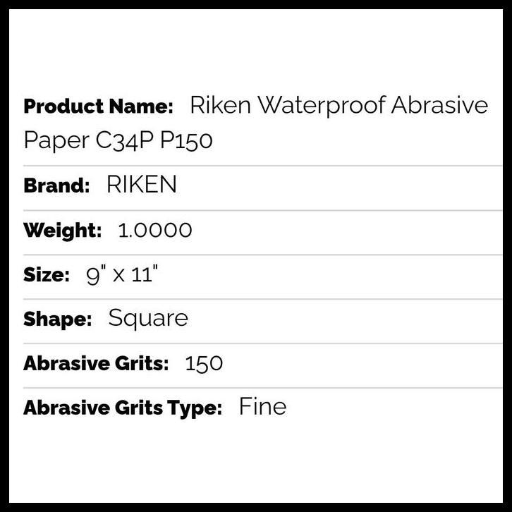

BEST DEAL RIKEN WATERPROOF ABRASIVE PAPER C34P P150 !!!!