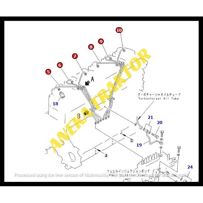 TERMURAH PIPA NOKSEL NOZZLE PIPING KOMATSU D85ESS-2 6150-72-5110 6150-72-5120 6150-72-5130 6150-72-5