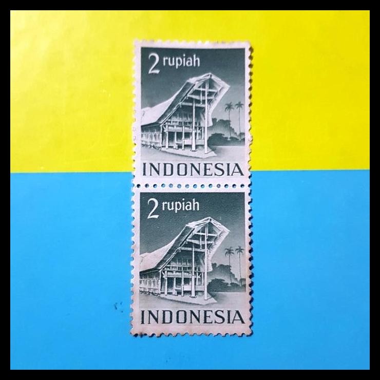 

TERMURAH PERANGKO/PRANGKO INDONESIA 1949. BANGUNAN 2 RUPIAH. VERTICAL PAIR !!!!