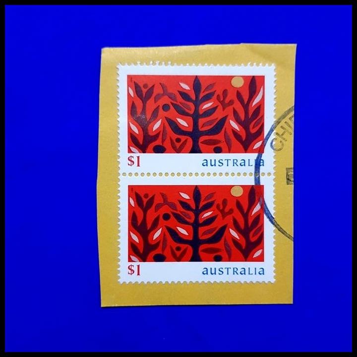 

TERBARU PERANGKO/PRANGKO AUSTRALIA. CHRISTMAS 1999. $1, VERTICAL PAIR. USED !!!!!!