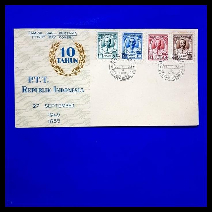 

BEST DEAL PERANGKO/PRANGKO INDONESIA. SHP 10 TAHUN P.T.T. 1945-1955. KONDISI LUX !