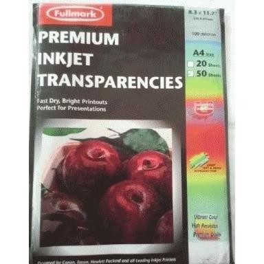 

Transparencies - Fullmark Premium Inkjet Transparencies A4