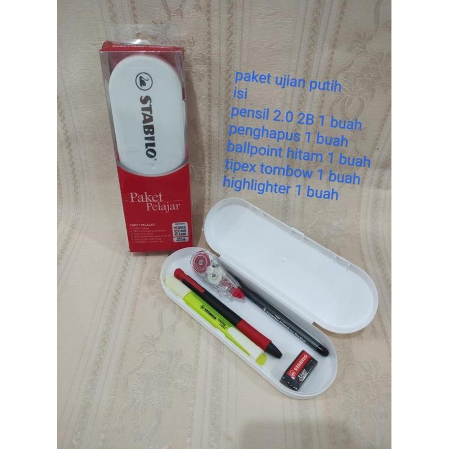 

*#*#*#] pensil stabillo set ujian putih / merah / hitam satuan germany