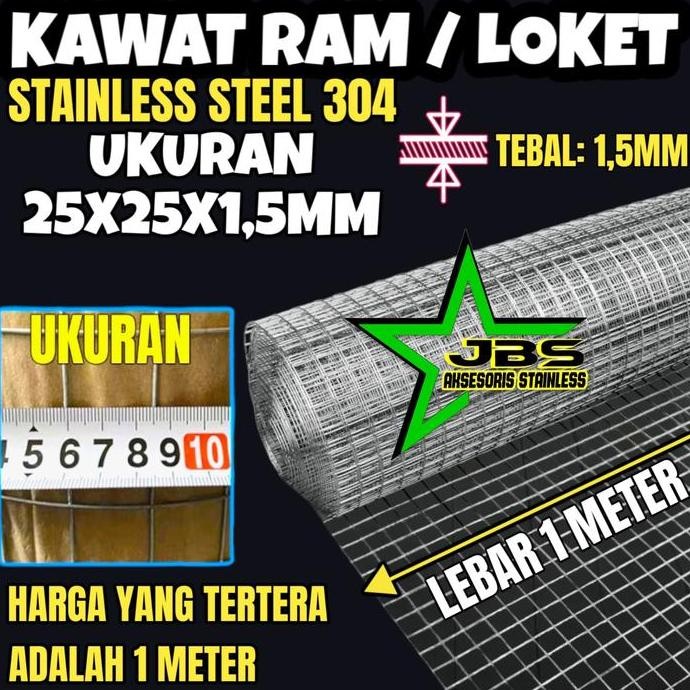 {{{{}}] KAWAT RAM/LOKET 25251,5MM1MTR STAINLESS SUS 304