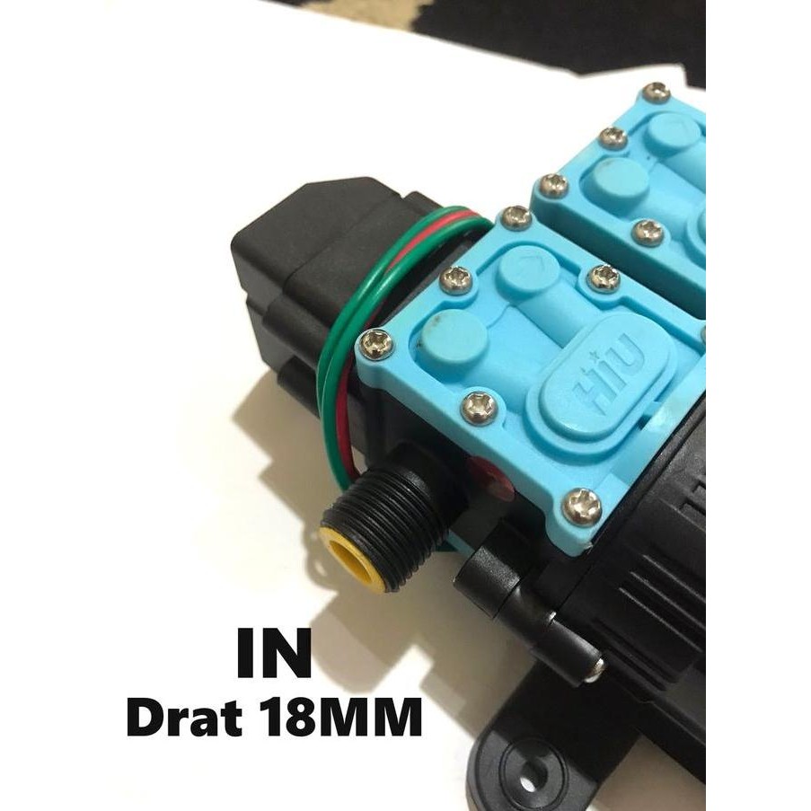 Pompa Dc 12V Hiu Dual 9 Lpm 138 Psi Tekanan Tinggi Otomatis Cut Off