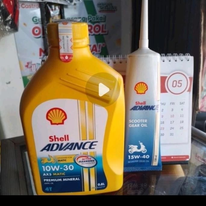 :>:>:>:>] paket oli motor shell ax5  matic+oli gear asli100%original
