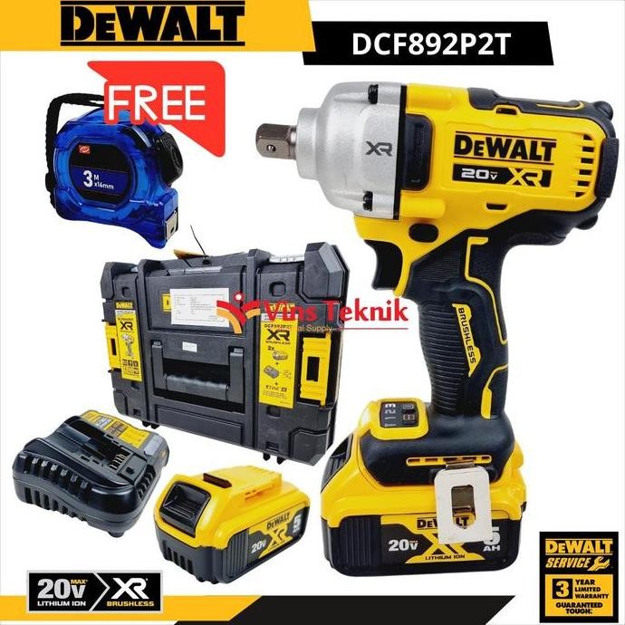 Brushless Impact Wrench Mesin Pembuka Baut Dewalt Dcf892P2T Dcf892