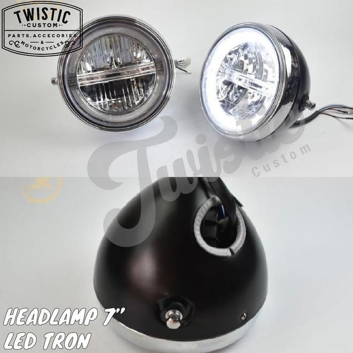 Headlamp Lampu Depan LED Daymaker Tron Motor Custom Universal