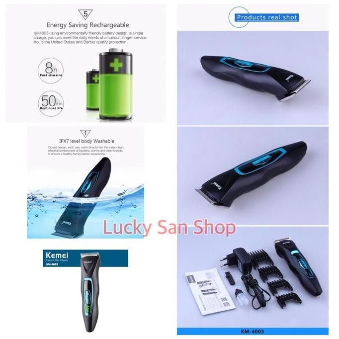 TERLARIS KEMEI KM4003 Waterproof Electric Trimmer Professional Hair Clipper .LS