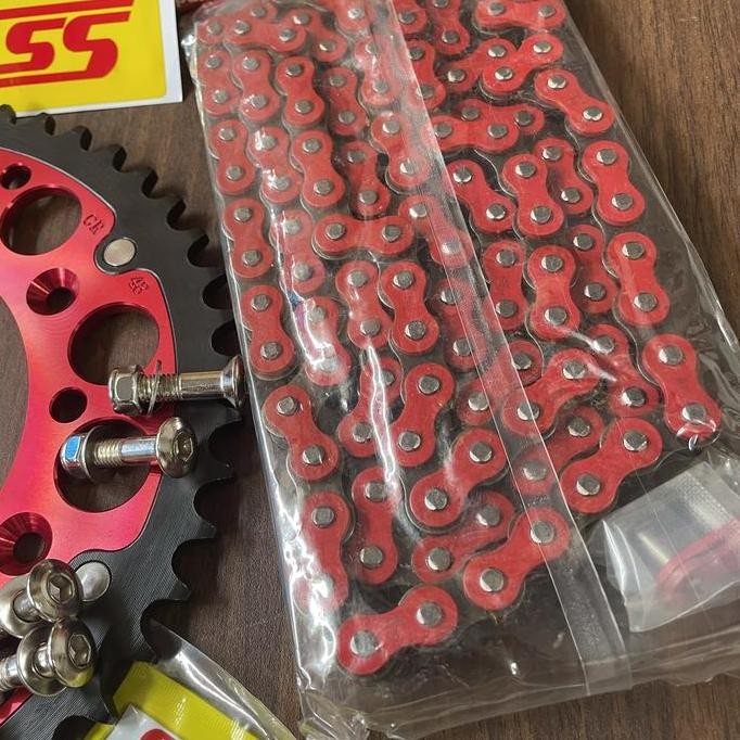 Gear set crf 150L 520 Roz gir paket 520 CRF 150L Roz merah set sss