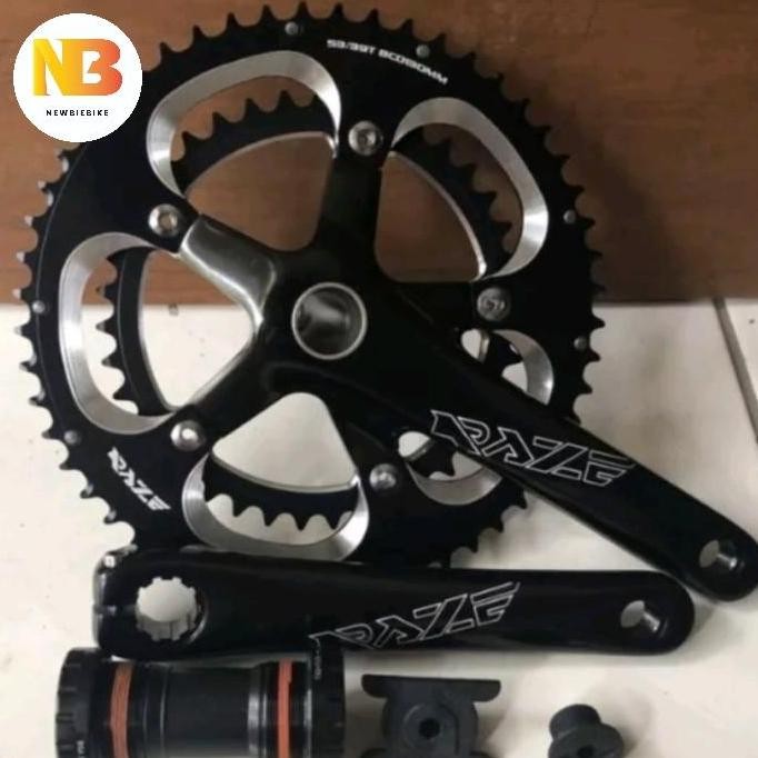 New Crankset Raze HT2 double chainring 53 39t arm 170 mm Crank Sepeda