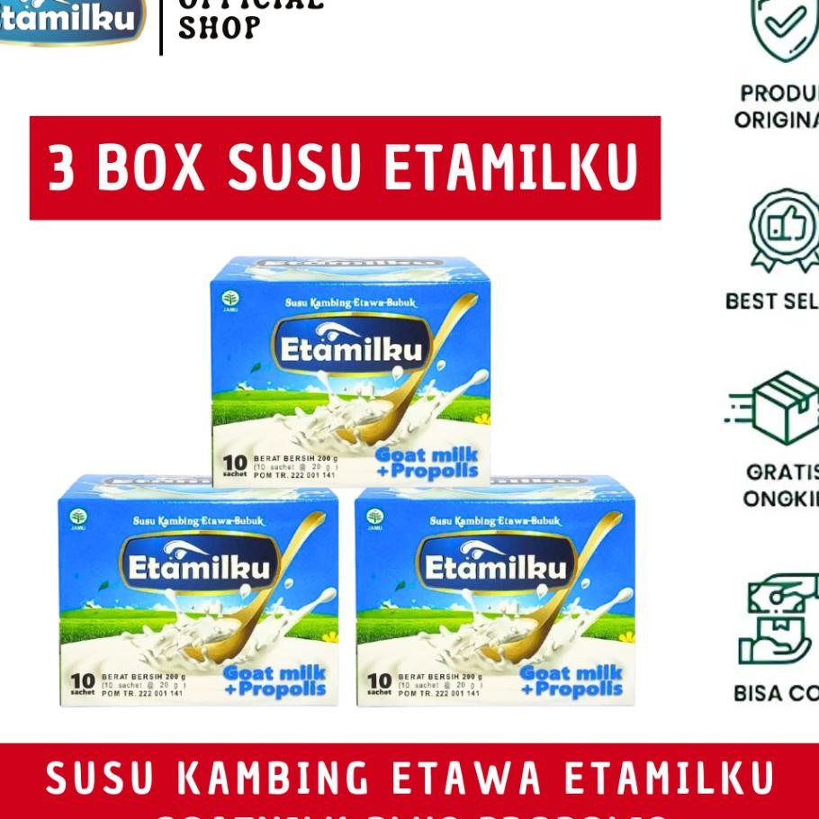 

Etamilku 3 Box Susu Kambing Etawa Bubuk Plus Propolis Atasi Masalah Pernafasan Dan Nyeri Sendi