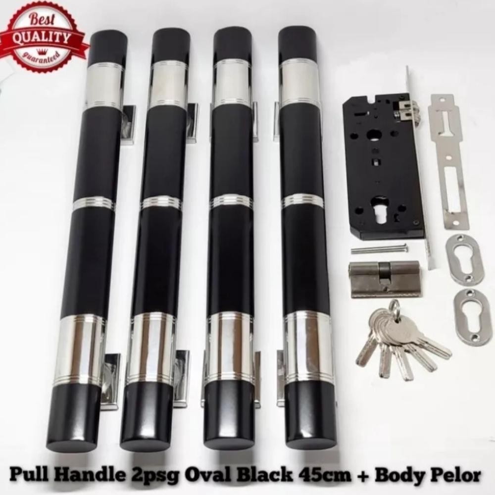 Paket handle pintu 4 Pegangan Pintu Rumah Minimalis 45 cm Model Oval Body Kunci