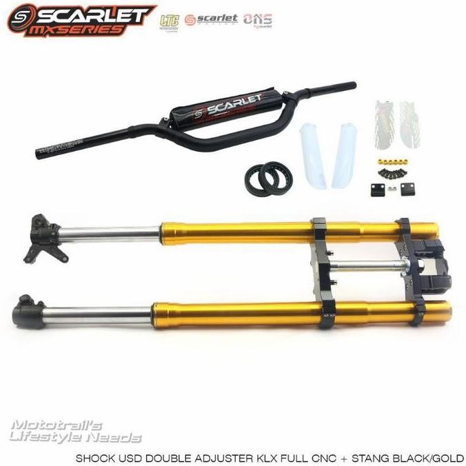 SCARLET RACING-UP SIDE DOWN KLX FULL CNC SHOK USD DOUBLE ANJUSTER KLX
