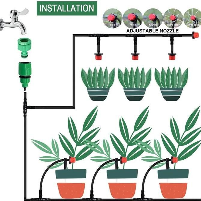 PAKET SET SELANG IRIGASI PENYIRAM TANAMAN HIDROPONIK TIMER KERAN AIR