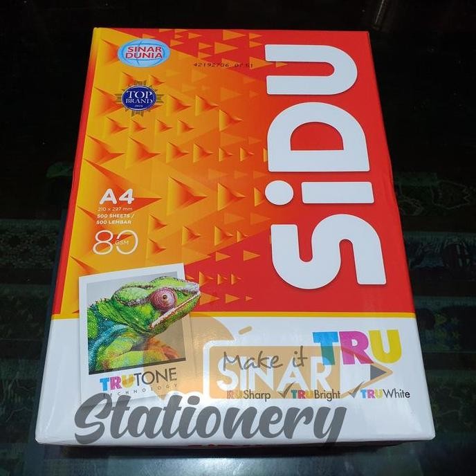 

Kertas Hvs A4 80Gr Sidu Copy Paper 1 Rim Isi 500 Lembar