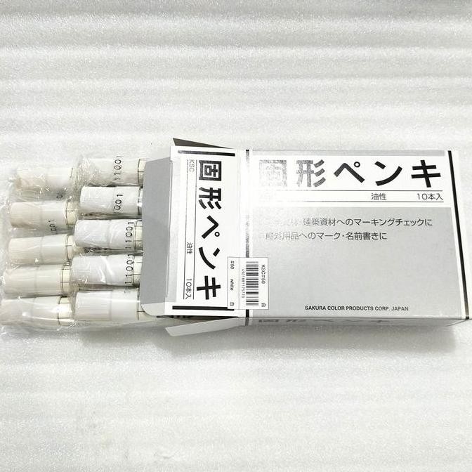 

Sakura Solid Marker White / Penanda Permanen Putih Kayu Besi Kertas Beton 12 Pcs