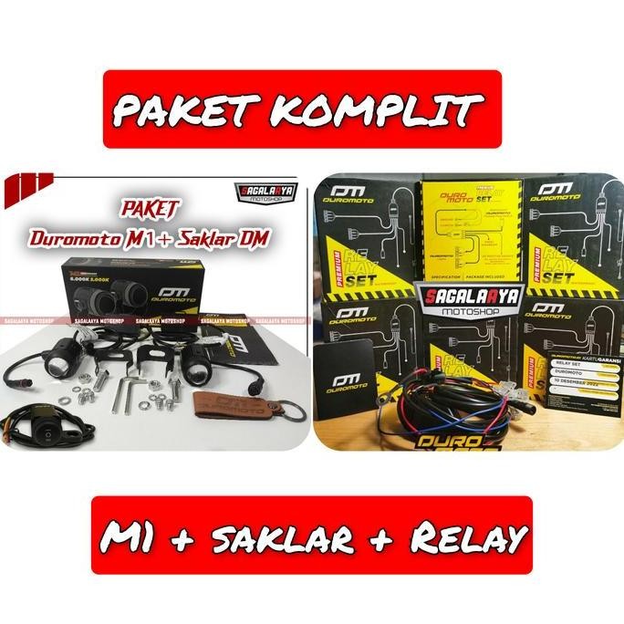 PAKET KOMPLIT LAMPU DUROMOTO M1 SAKLAR DAN RELAY SET ORINAL DM M 1