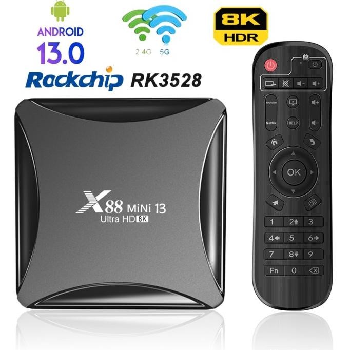 NEW TV BOX ANDROID 13 X88 MINI 13 RAM 4GB+64GB WIFI DUAL BAND [terbaik][terlaris]