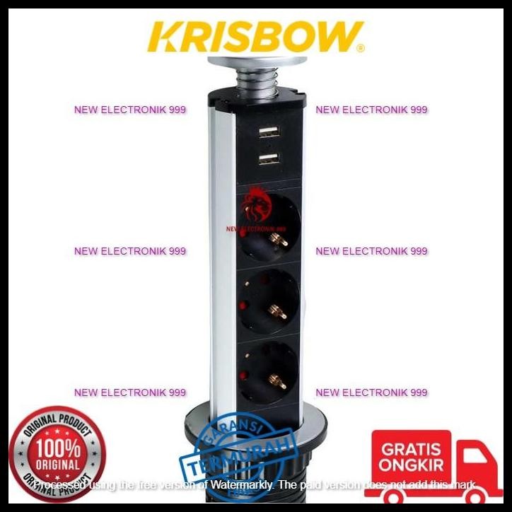 DISKON KRISBOW STOP KONTAK MEJA USB SAKLAR MEJA USB STOPKONTAK TABLE SOCKET BLACK HITAM 