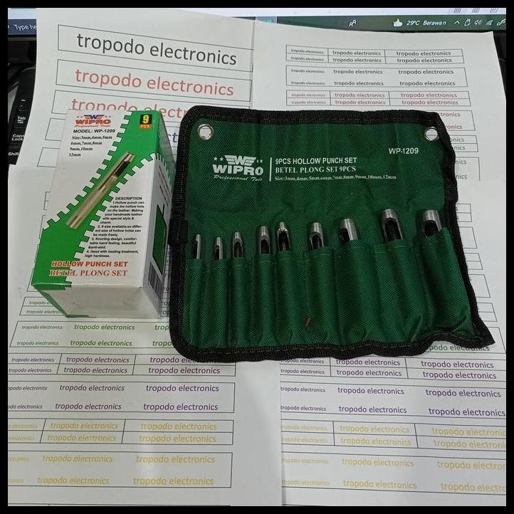 

DISKON ALAT PEMBOLONG PLAT PLONG SET 9 PCS WIPRO WP1209 HOLLOW PUNCH SET
