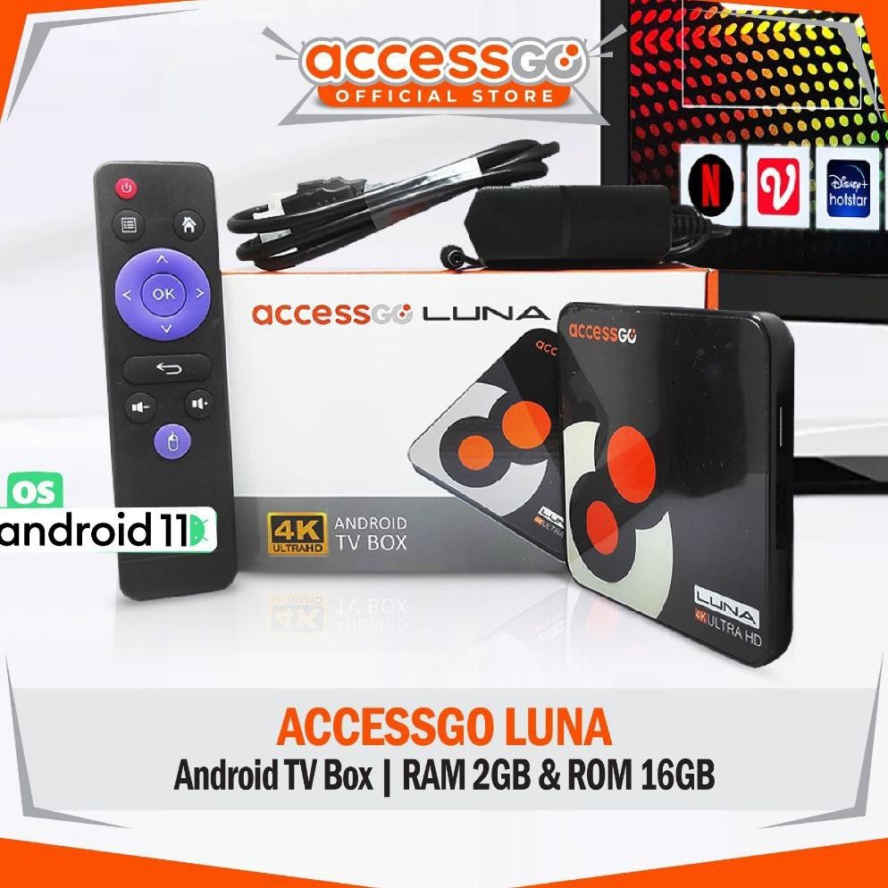 NEW TV BOX ANDROID 4K HD ACCESSGO LUNA 2/16 GB [terbaik][terlaris]