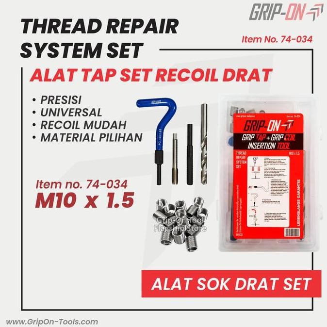 Tap Set Recoil M10 x 1.5 GRIP-ON Thread Repair System Set M10 x 1.5