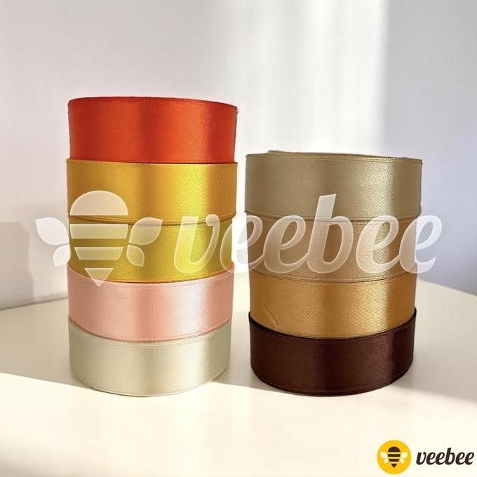 

------] Pita Roll Satin seri Kuning Coklat 1ins 2,5cm/Pita Kain hias kado