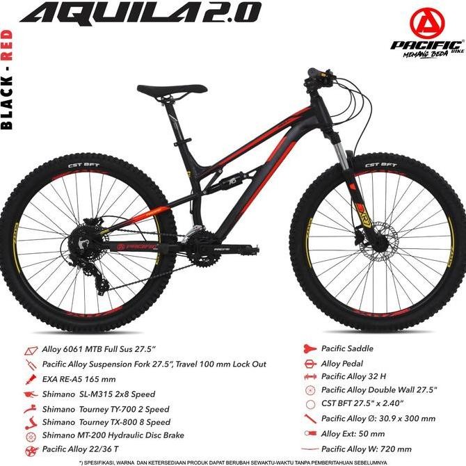 Terlaris Sepeda Gunung Mtb Pacific Aquila 2.0 Free Bottle Cage Lampu Dpn Blkg Ready Stok