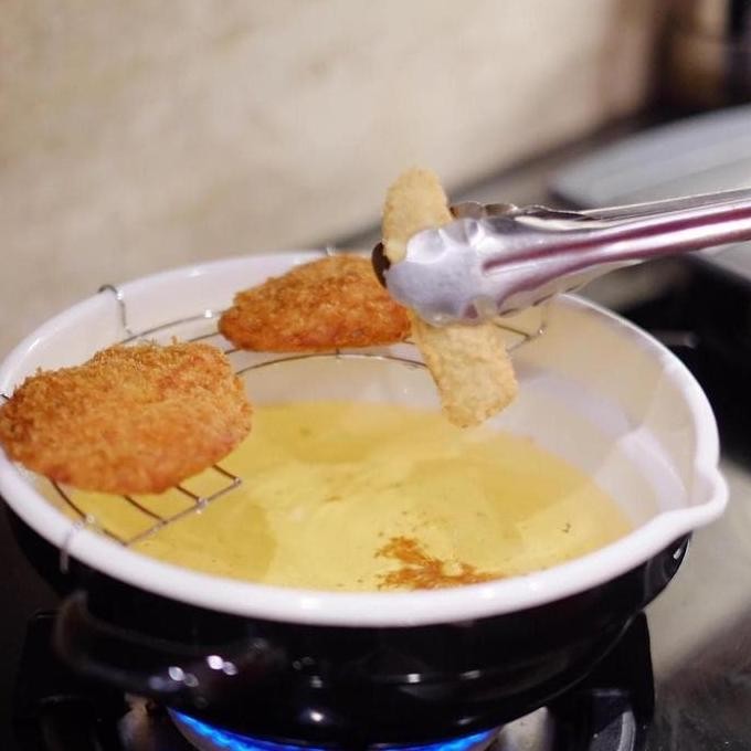 hanya disini] Tempura Nabe Pot / Panci Penggorengan enamel tempura + tirisan 20cm