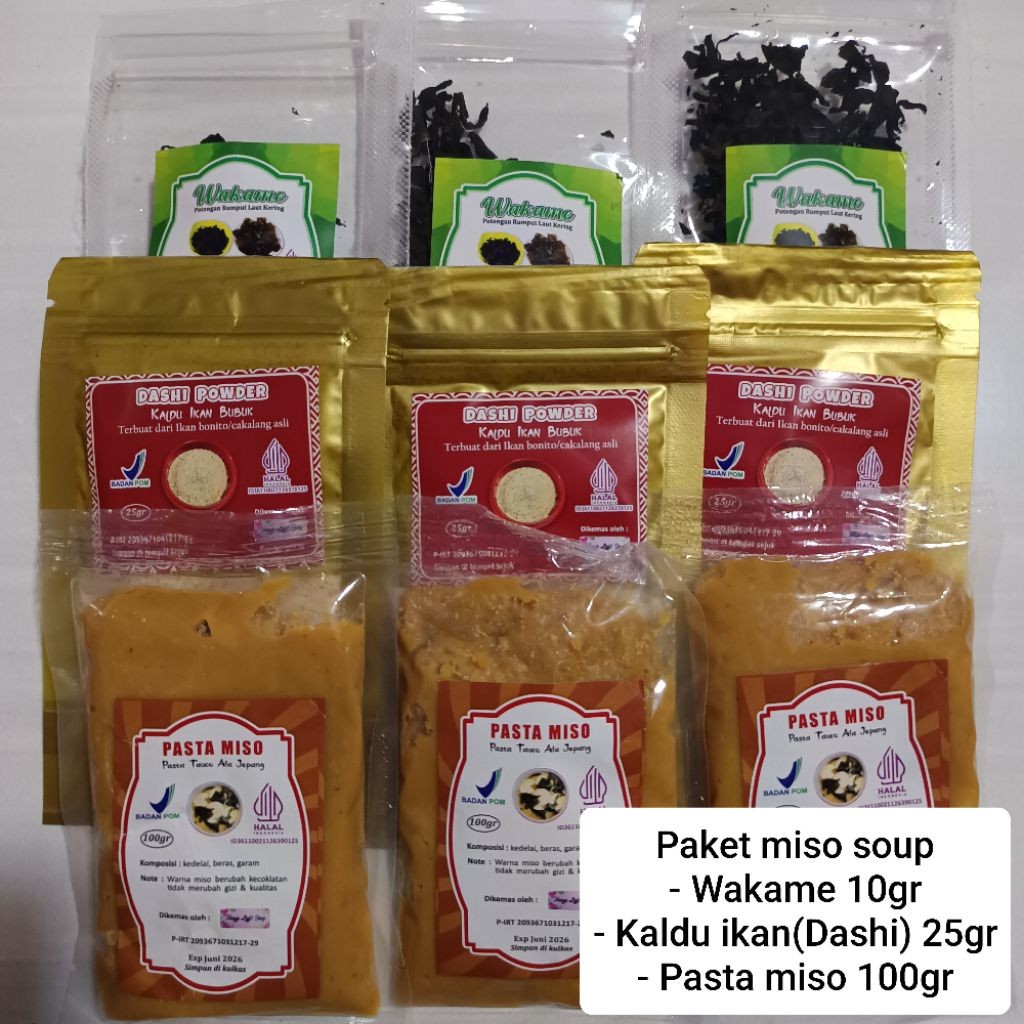 

(HEMAT) Paket Sup Miso halal (Wakame10gr, Kaldu ikan25gr, Pasta miso100gr) miso soup sup rumput laut sehat termurah meriah