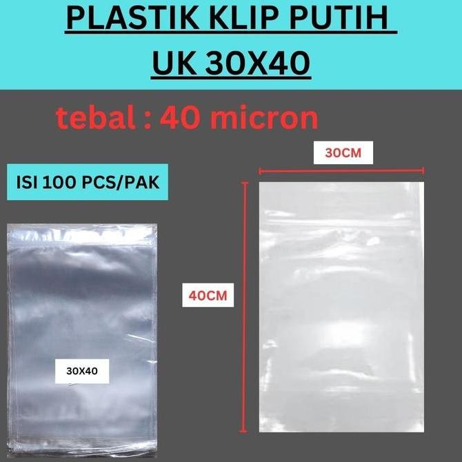 Plastik Klip Baju 30x40 cm - Ziplock Zipper Lock Packing Kaos Kemeja