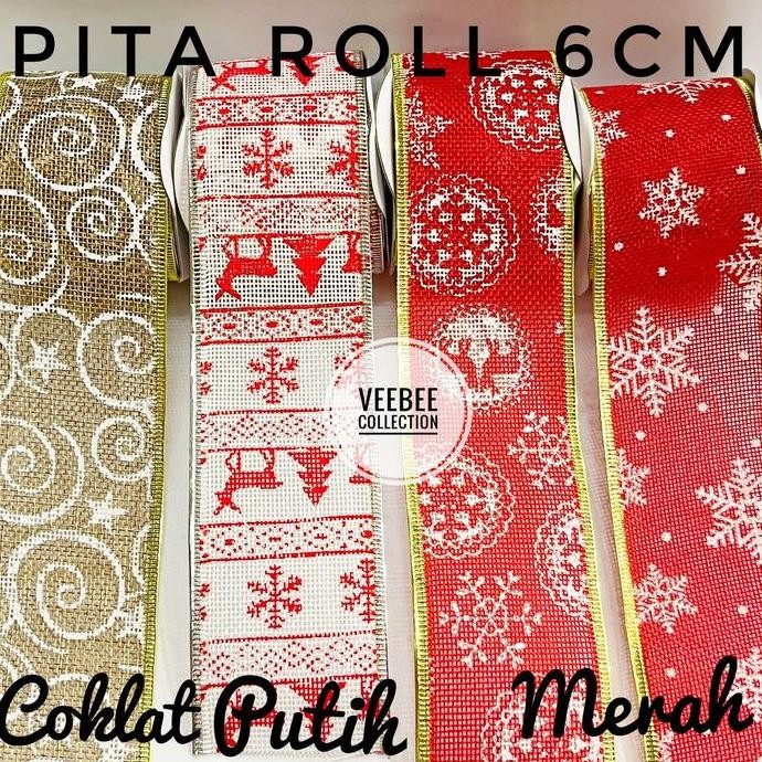 

Silahkan Order] Pita Motif Natal 6cm goni motif tile motif/ pita roll natal/ ribbon