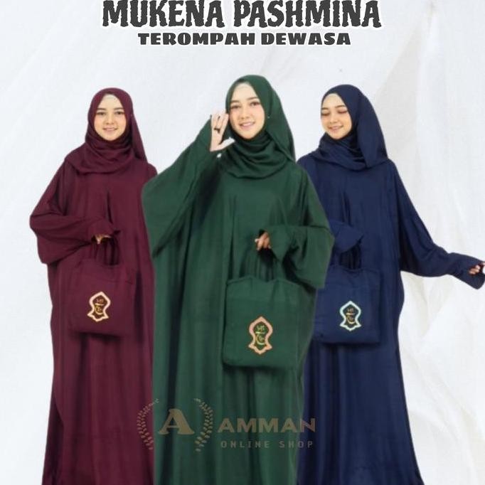MUKENA PASHMINA TEROMPAH DEWASA - MUKENAH HADRAMAUT POLOS TRAVELING JU