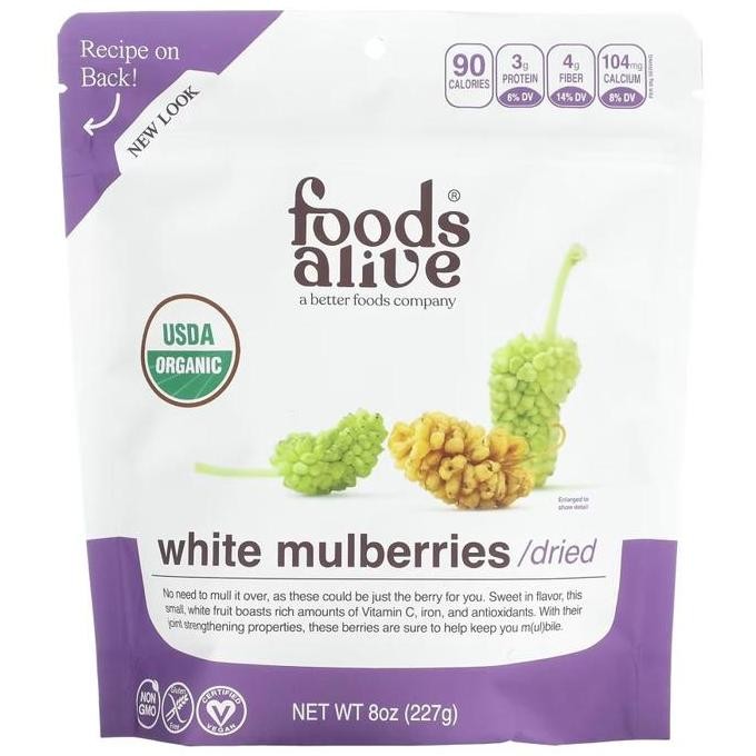 

Foods Alive, Organic White Mulberries, Dried, 8 oz (227 g)