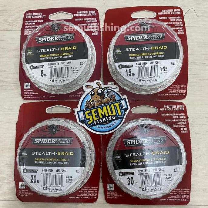 TERBARU - PE SPIDERWIRE STEALTH-BRAID MOSS GREEN 125YD