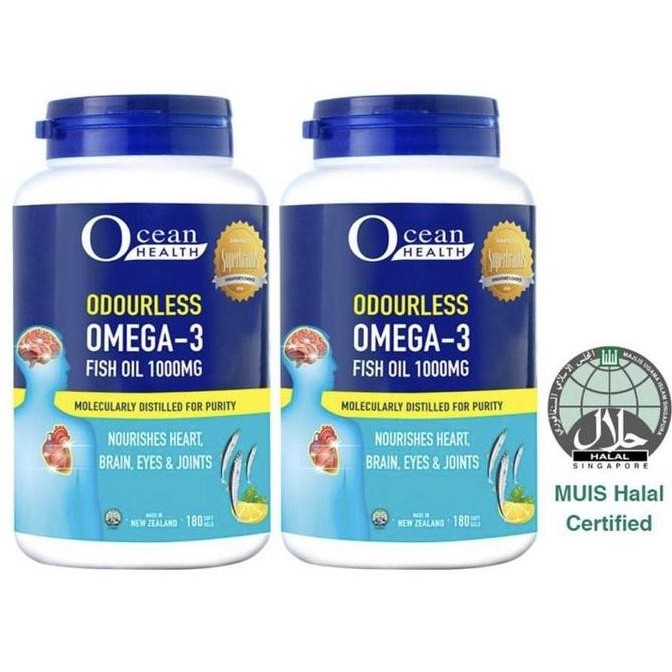 

OCEAN HEALTH Odourless Omega 3 Fish Oil 1000mg 2x 180 Soft Gels