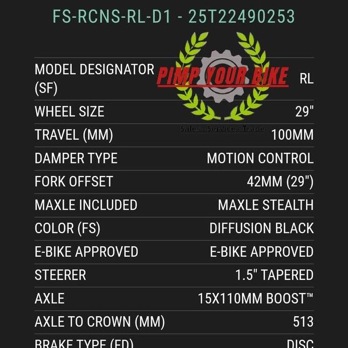 Fork Rockshox Recon RL 29 100mm Boost Tapered 29er not reba judy 30